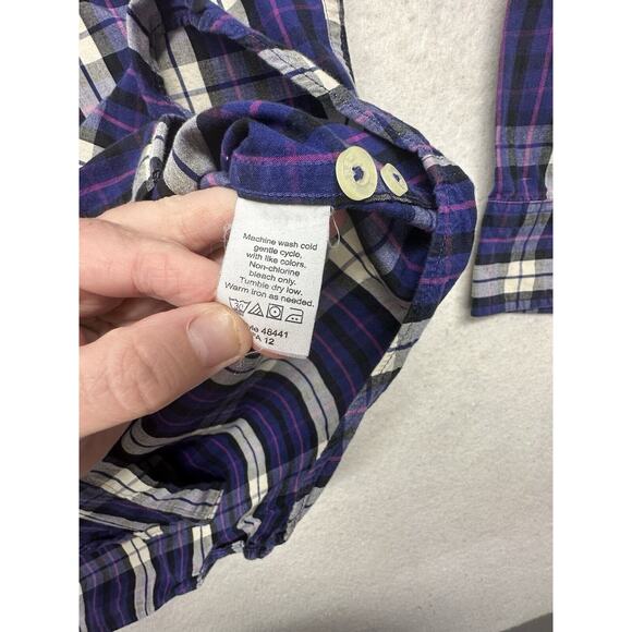 J Crew Mens‎ Shirt Size Large Washed Tartan Button Down Long Sleeve Purple Plaid - Picture 3 of 7